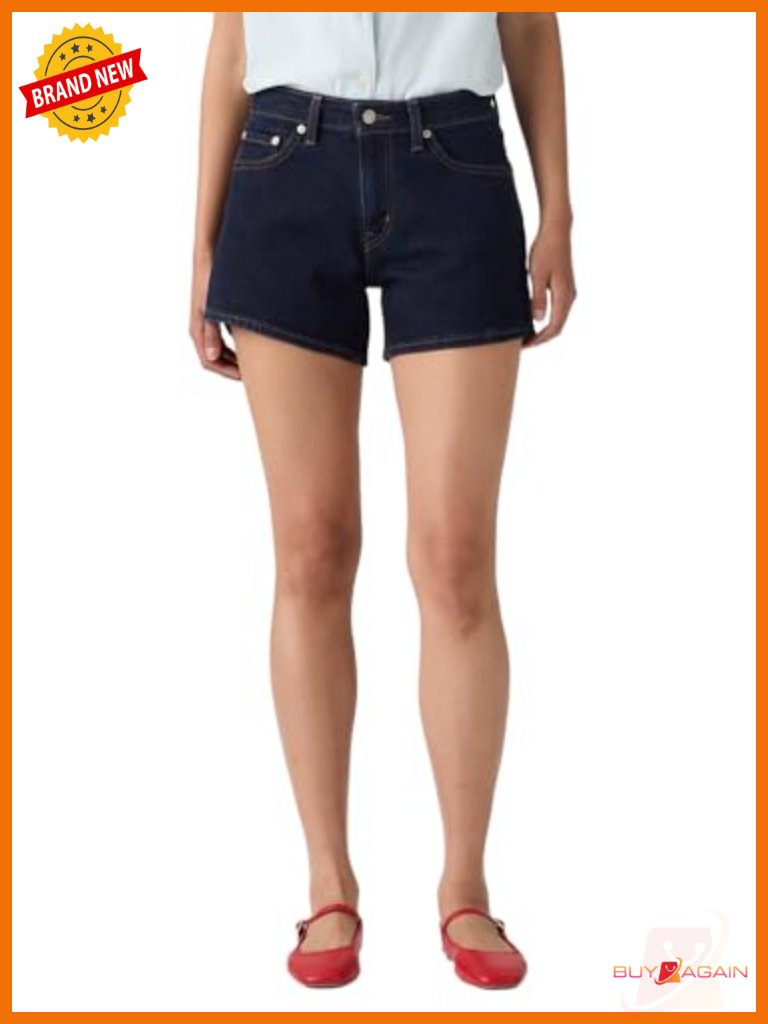 Mid Rise A-Line Jean Shorts With Stretch Cotton Blend